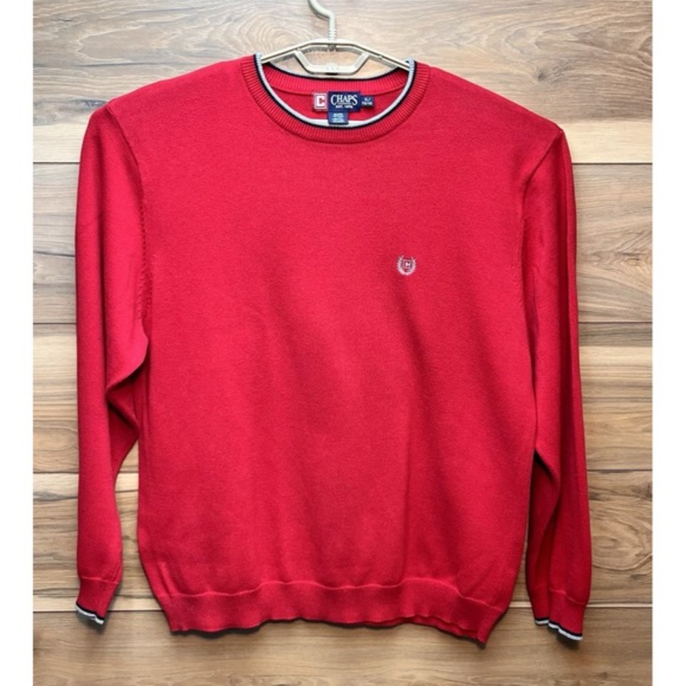 Chaps Ralph Lauren Sweater Mens XLarge Red Long Sleeve Knit Crewneck